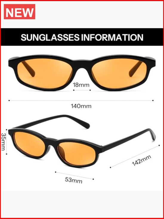 Small Oval Cat Eye Sunglasses UV400 Lightweight Narrow Frame Retro 90s Y2K main image 6